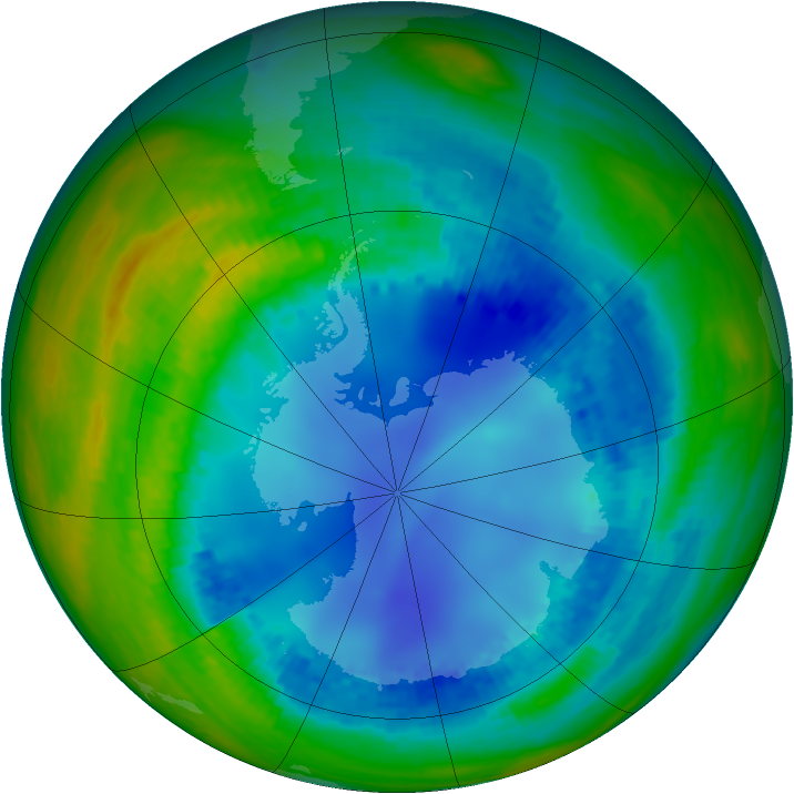 Antarctic ozone map for 10 August 2003